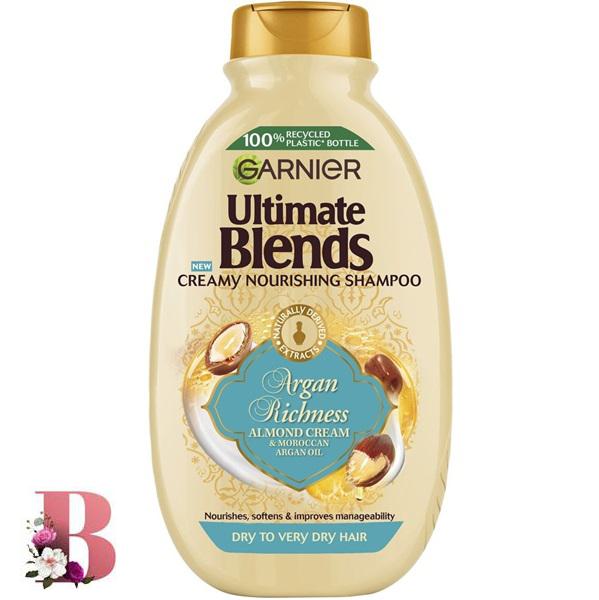 garnier-blends-argan-1 Garnier Ultimate Blends Argan Richness Almond Cream and Moroccan Argan Oil Creamy Nourishing Shampoo 400ml